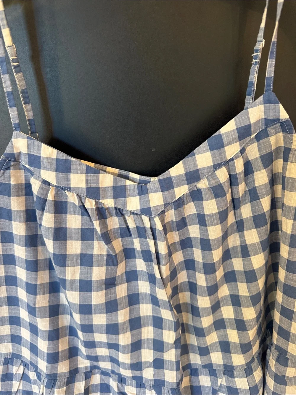 GAP Blue and White Gingham Ruffle Hem Cami